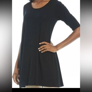 EILEEN FISHER Womens sz Xxs Black  Elbow/Short Sleeve Stretch Tunic Shirt
